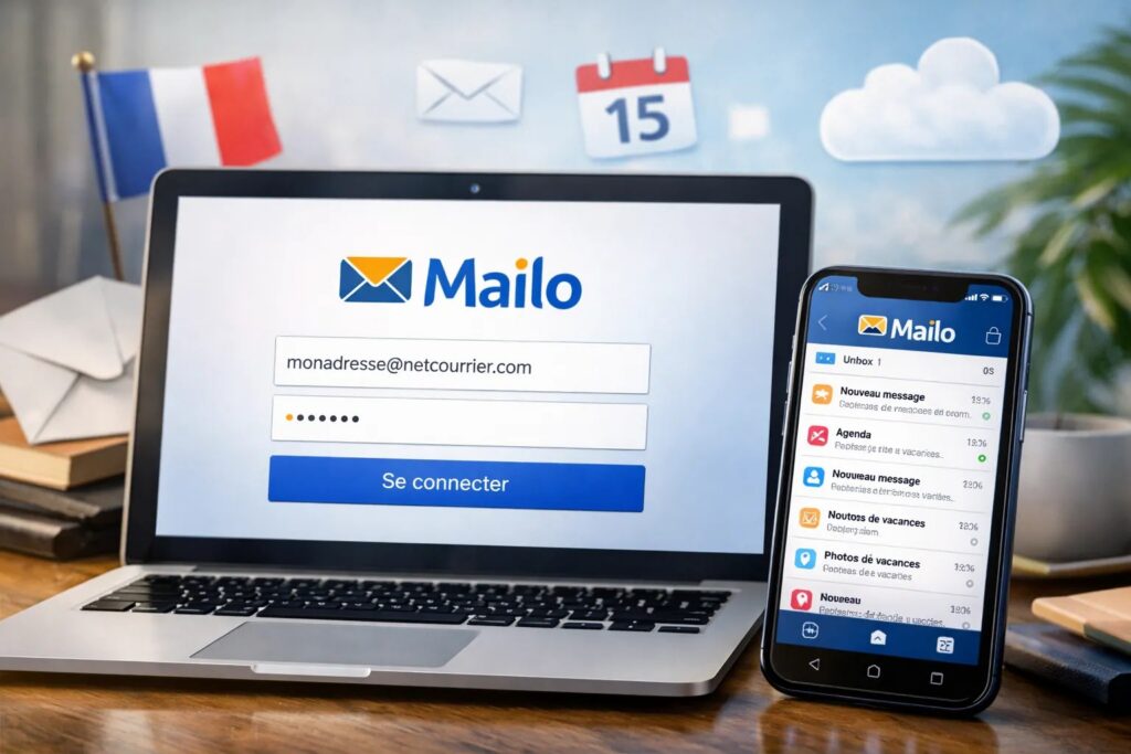 Page de connexion Mailo pour ouvrir une boîte e-mail @netcourrier.com